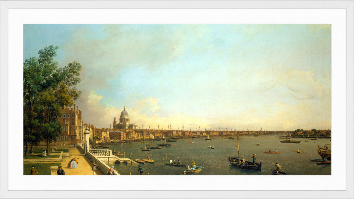 Canaletto Print, London: The Thames from Somerset House Terrace towards the City — white frame