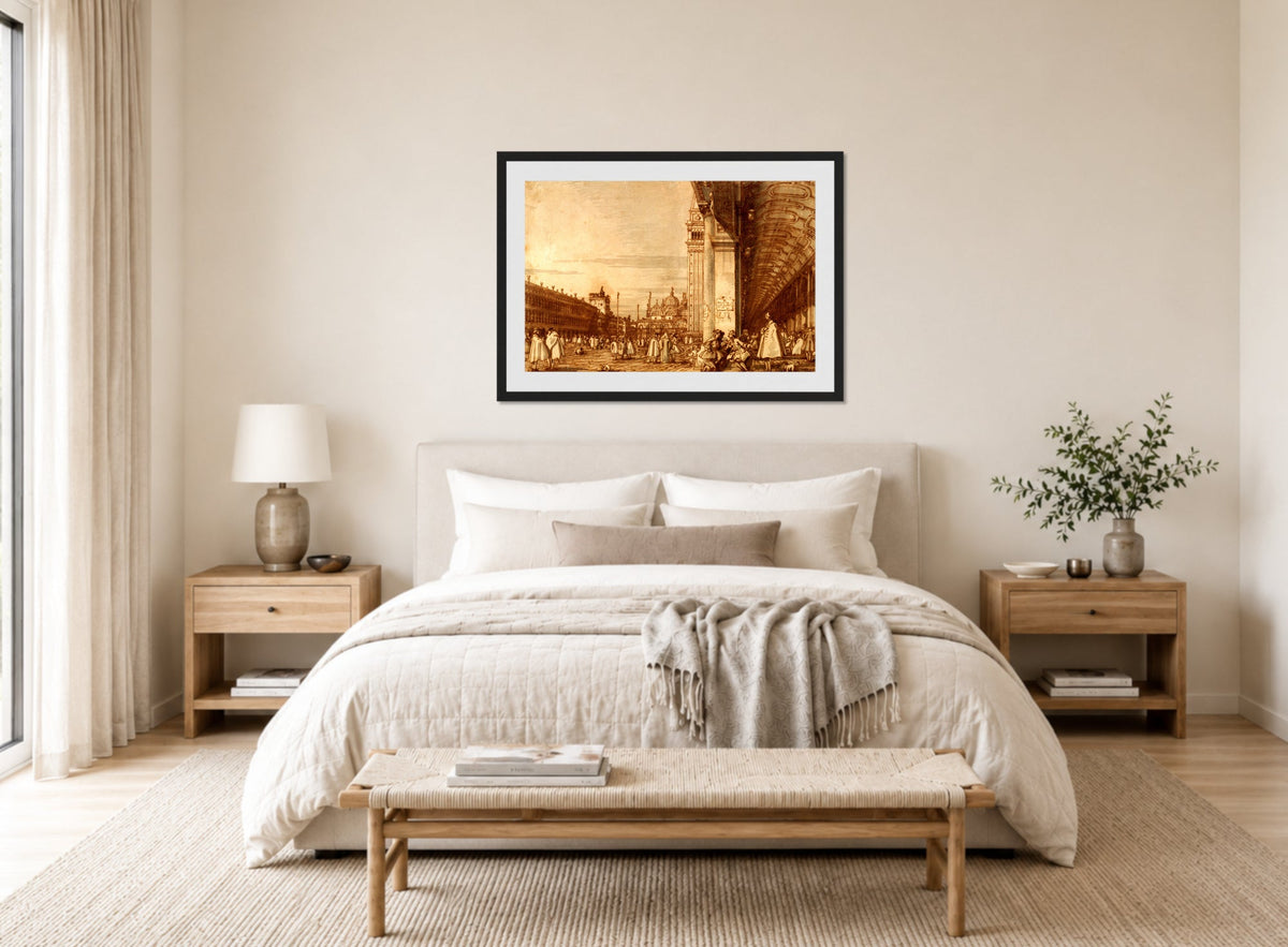 Canaletto Print, Piazza San Marco from the Southwest Corner, with the Procuratie Nuove on the Right — bedroom