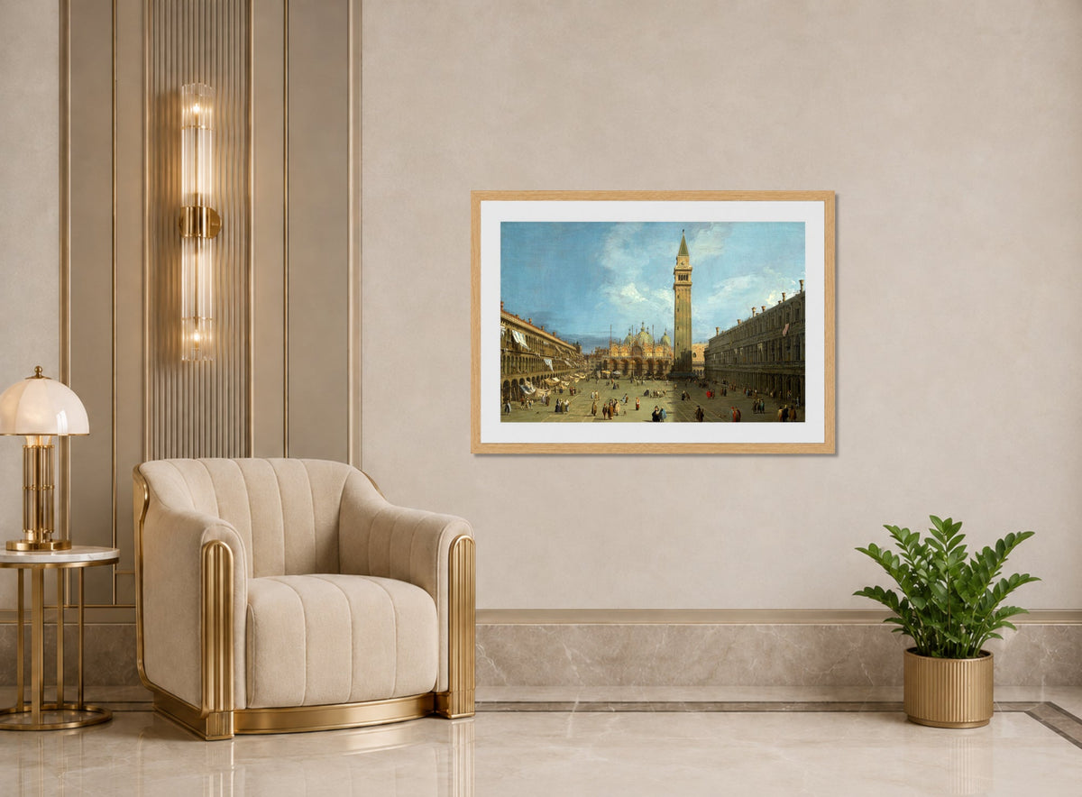 Canaletto Print, Piazza San Marco (late 1720s) — art deco roomset