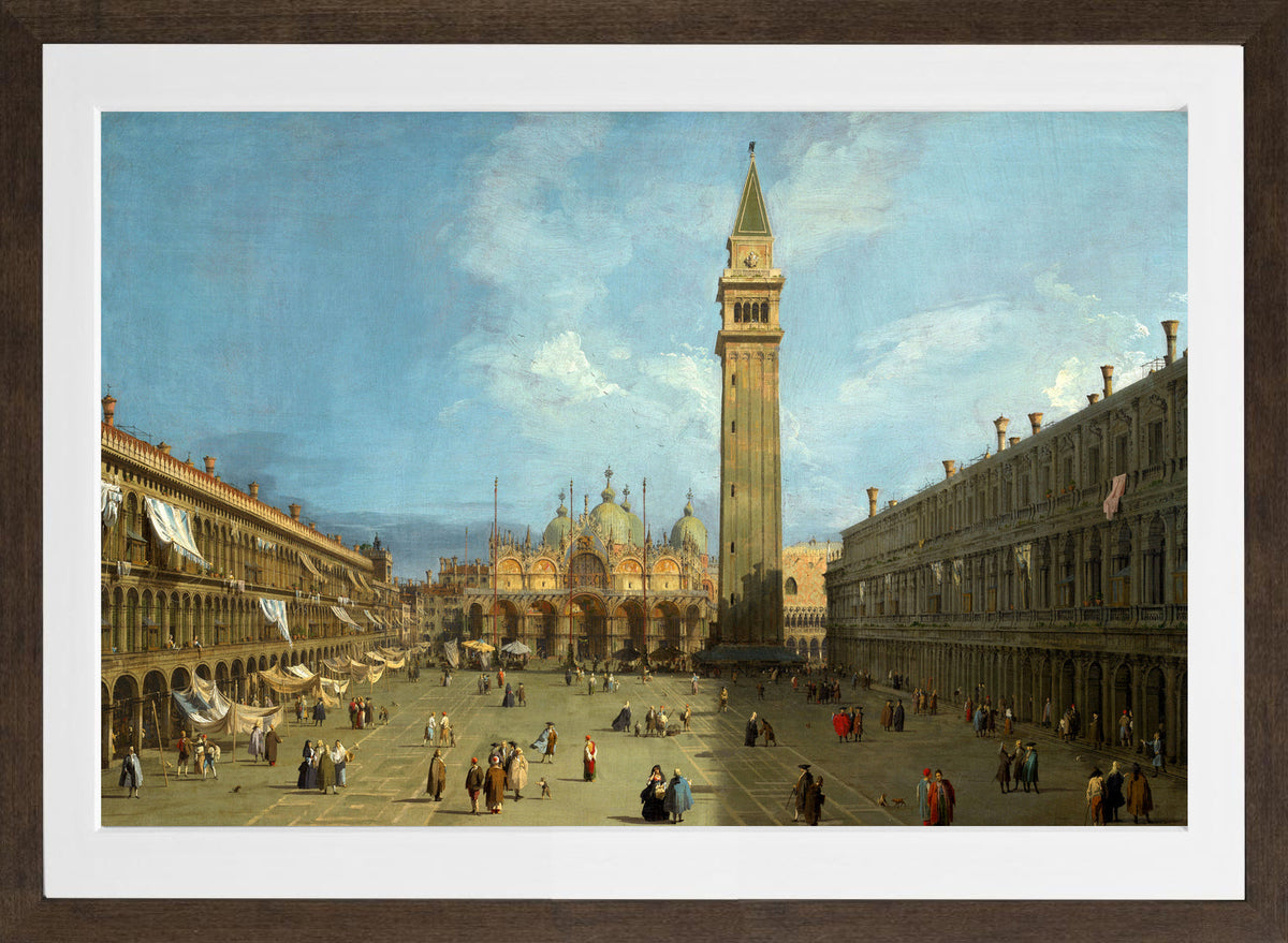 Canaletto Print, Piazza San Marco (late 1720s) — brown frame