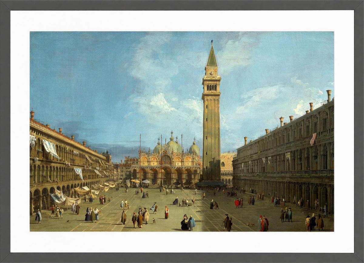 Canaletto Print, Piazza San Marco (late 1720s) — dark grey frame
