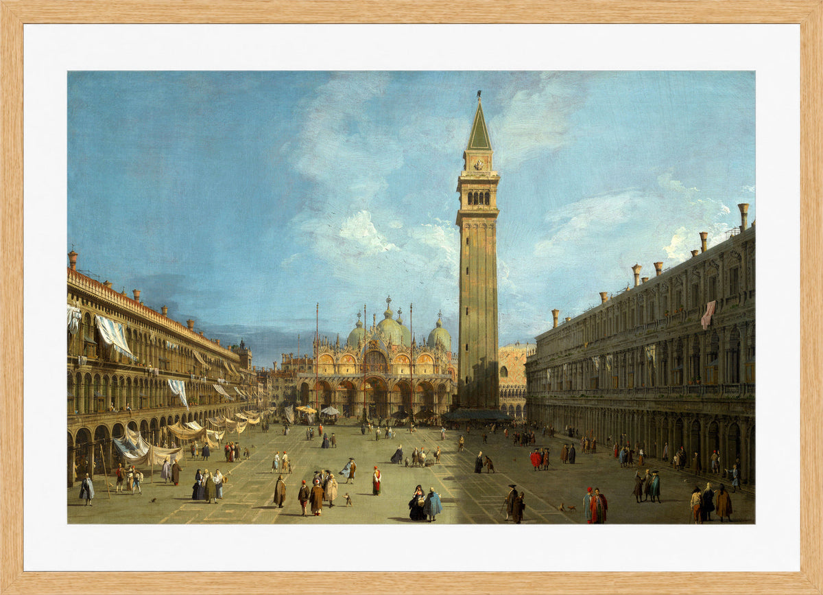 Canaletto Print, Piazza San Marco (late 1720s) — oak frame