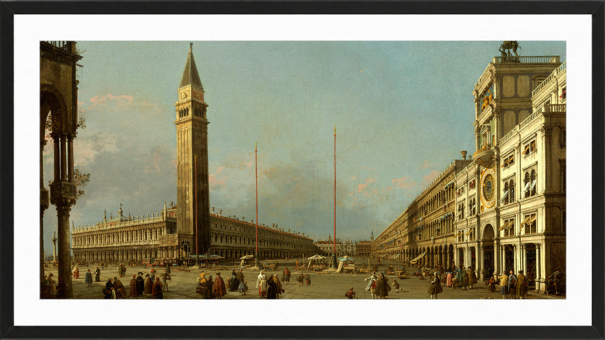 Canaletto Print, Piazza San Marco Looking South and West (1763) — black frame