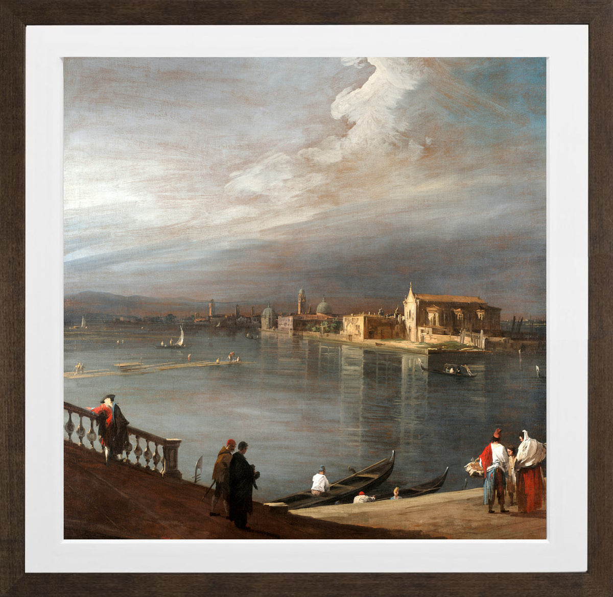 Canaletto Print, San Cristoforo, San Michele, and Murano from the Fondamenta Nuove, Venice (1722–1723) — brown frame