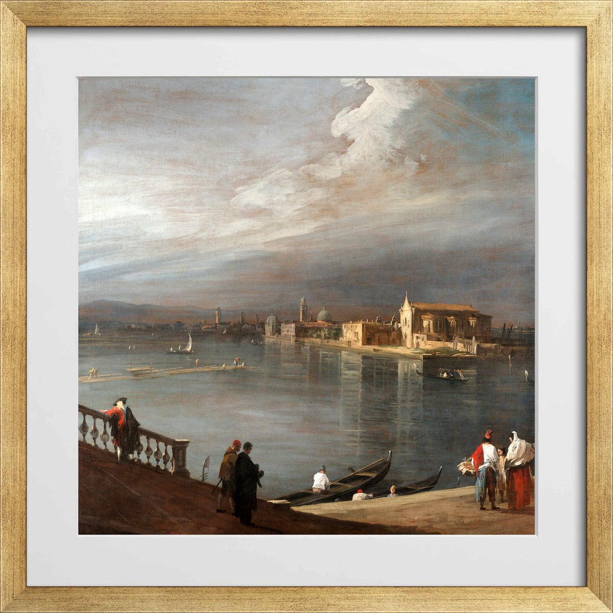 Canaletto Print, San Cristoforo, San Michele, and Murano from the Fondamenta Nuove, Venice (1722–1723) — gold frame