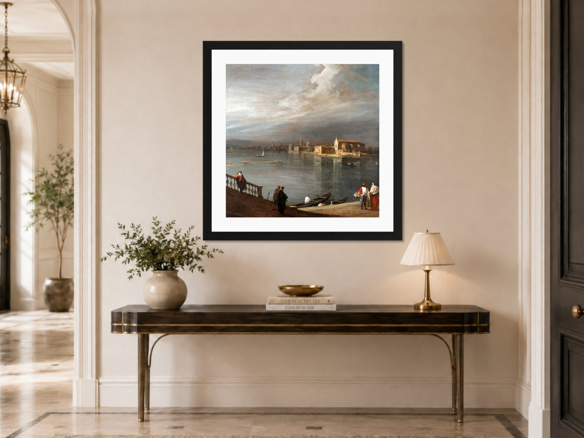 Canaletto Print, San Cristoforo, San Michele, and Murano from the Fondamenta Nuove, Venice (1722–1723) — hallway