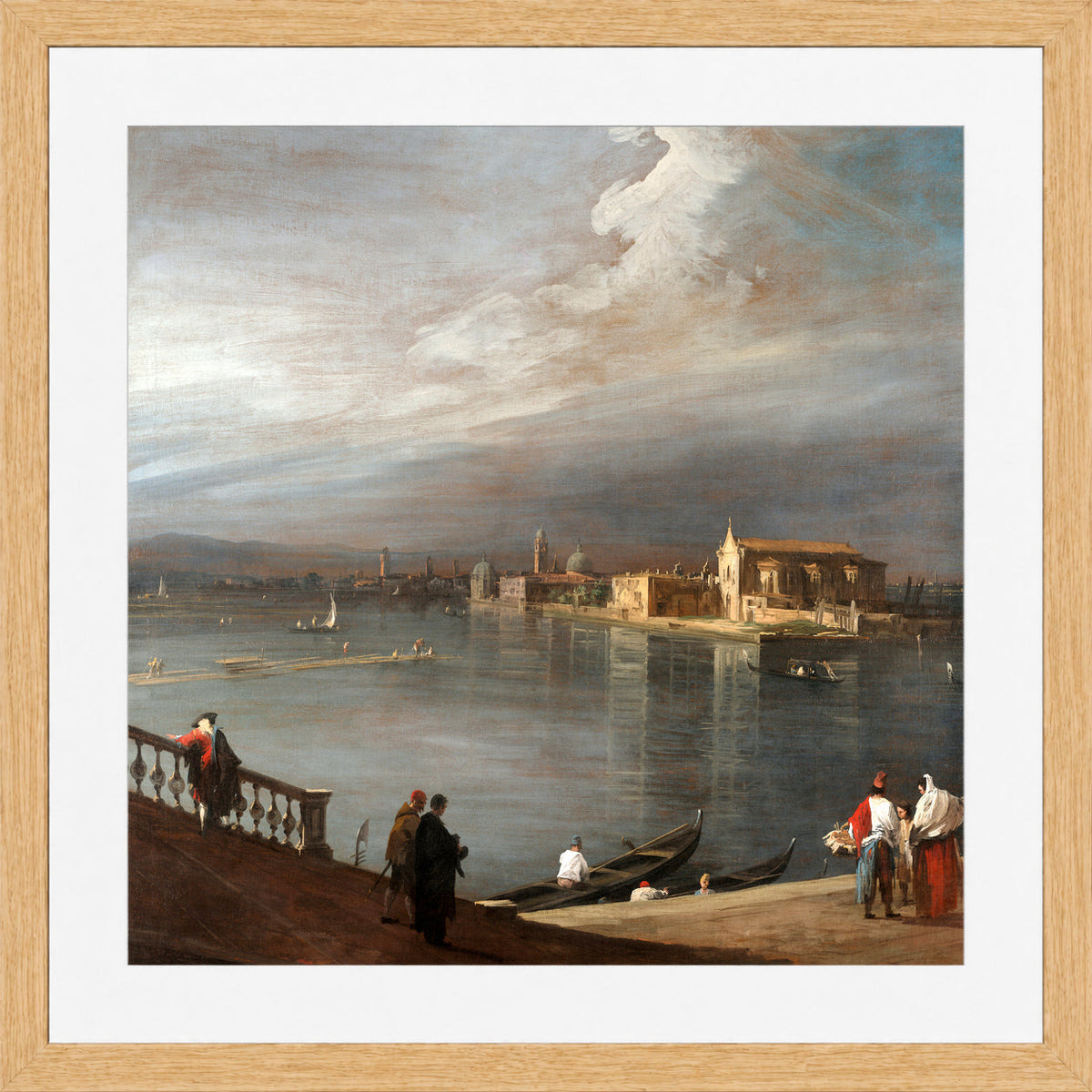 Canaletto Print, San Cristoforo, San Michele, and Murano from the Fondamenta Nuove, Venice (1722–1723) — oak frame