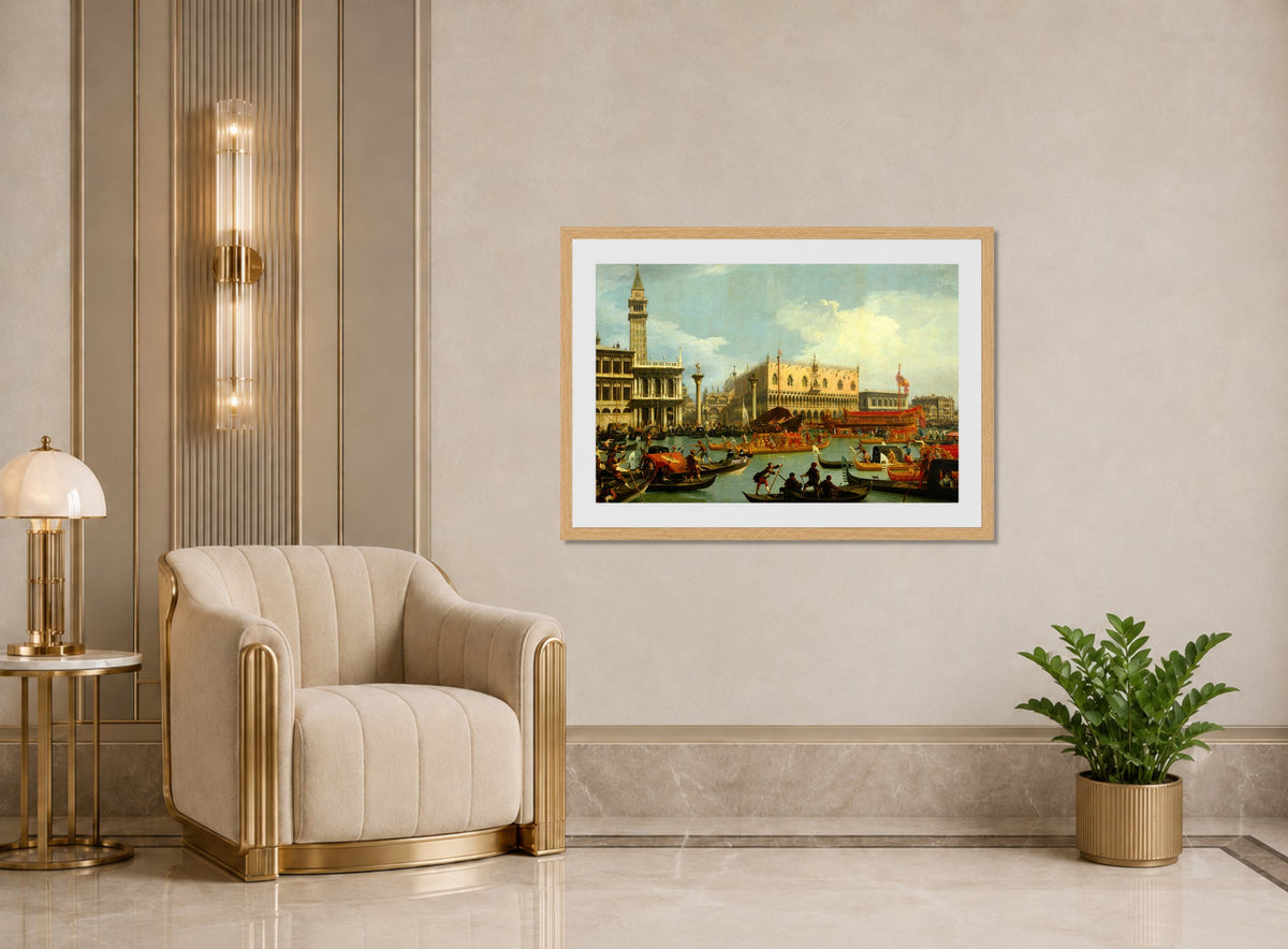 Canaletto Print, The Bucintore Returning to the Molo on Ascension Day (1727 - 1729) — art deco roomset