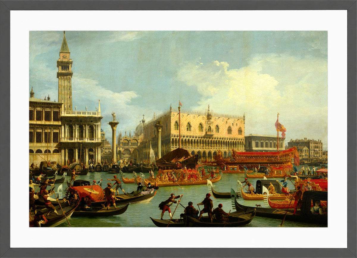 Canaletto Print, The Bucintore Returning to the Molo on Ascension Day (1727 - 1729) — dark grey frame