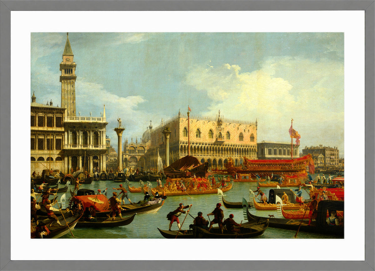 Canaletto Print, The Bucintore Returning to the Molo on Ascension Day (1727 - 1729) — light grey frame