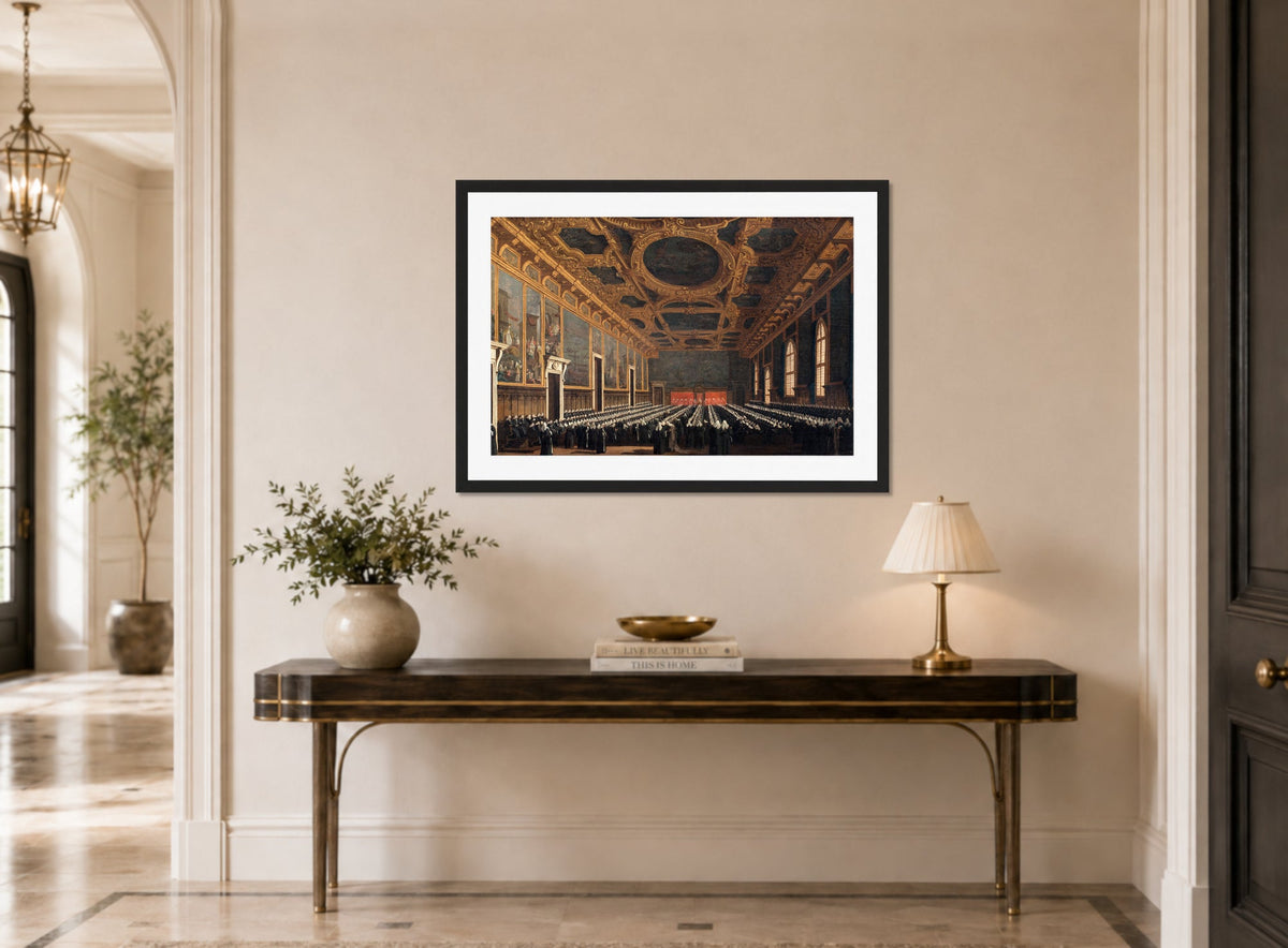Canaletto Print, The Doge And Grand Council In Sala Del Maggior Consiglio (1761 – 1765) — hallway