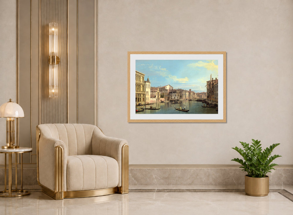 Canaletto Print, The Grand Canal in Venice from Palazzo Flangini to Campo San Marcuola — art deco roomset