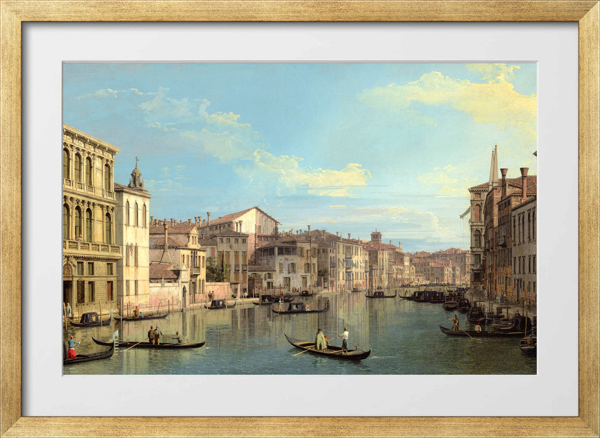 Canaletto Print, The Grand Canal in Venice from Palazzo Flangini to Campo San Marcuola — gold frame