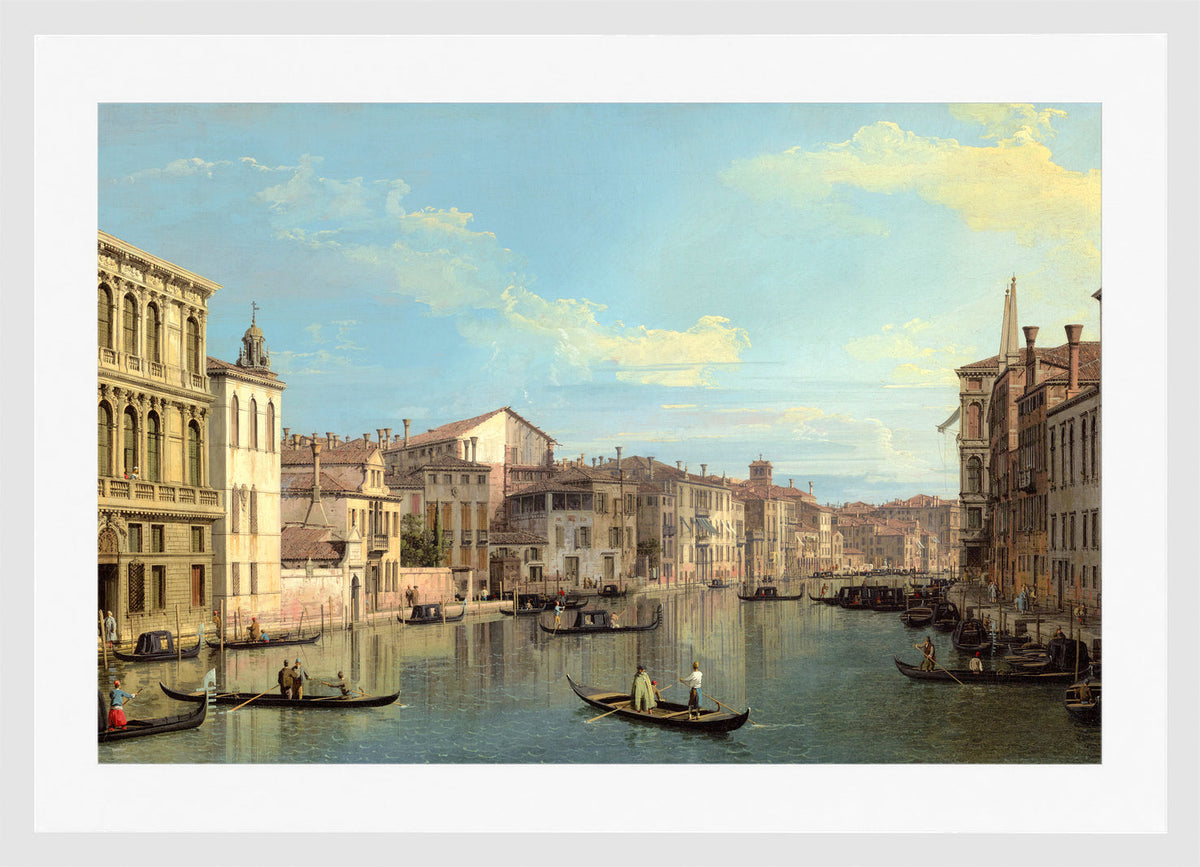 Canaletto Print, The Grand Canal in Venice from Palazzo Flangini to Campo San Marcuola — white frame