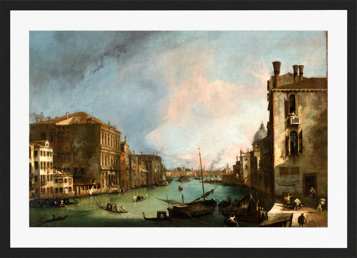Canaletto Print, The Grand Canal in Venice with the Palazzo Corner Ca’Grande (1722) — black frame