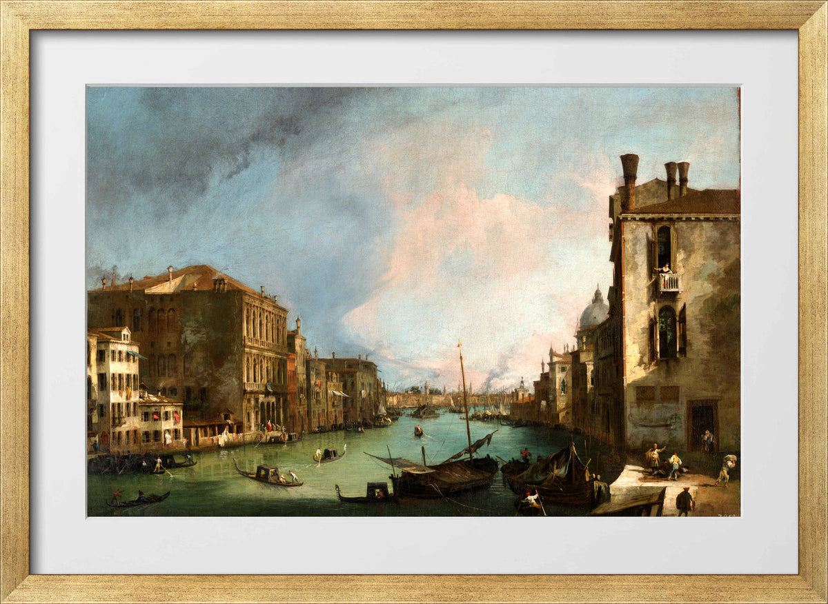 Canaletto Print, The Grand Canal in Venice with the Palazzo Corner Ca’Grande (1722) — gold frame