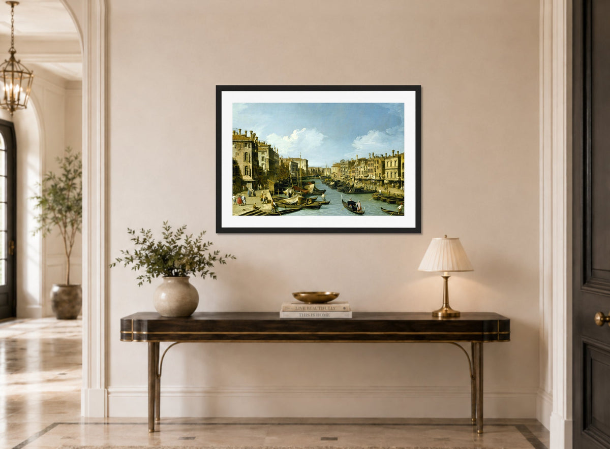 Canaletto Print, The Grand Canal near the Rialto Bridge, Venice (1728-1732) — hallway
