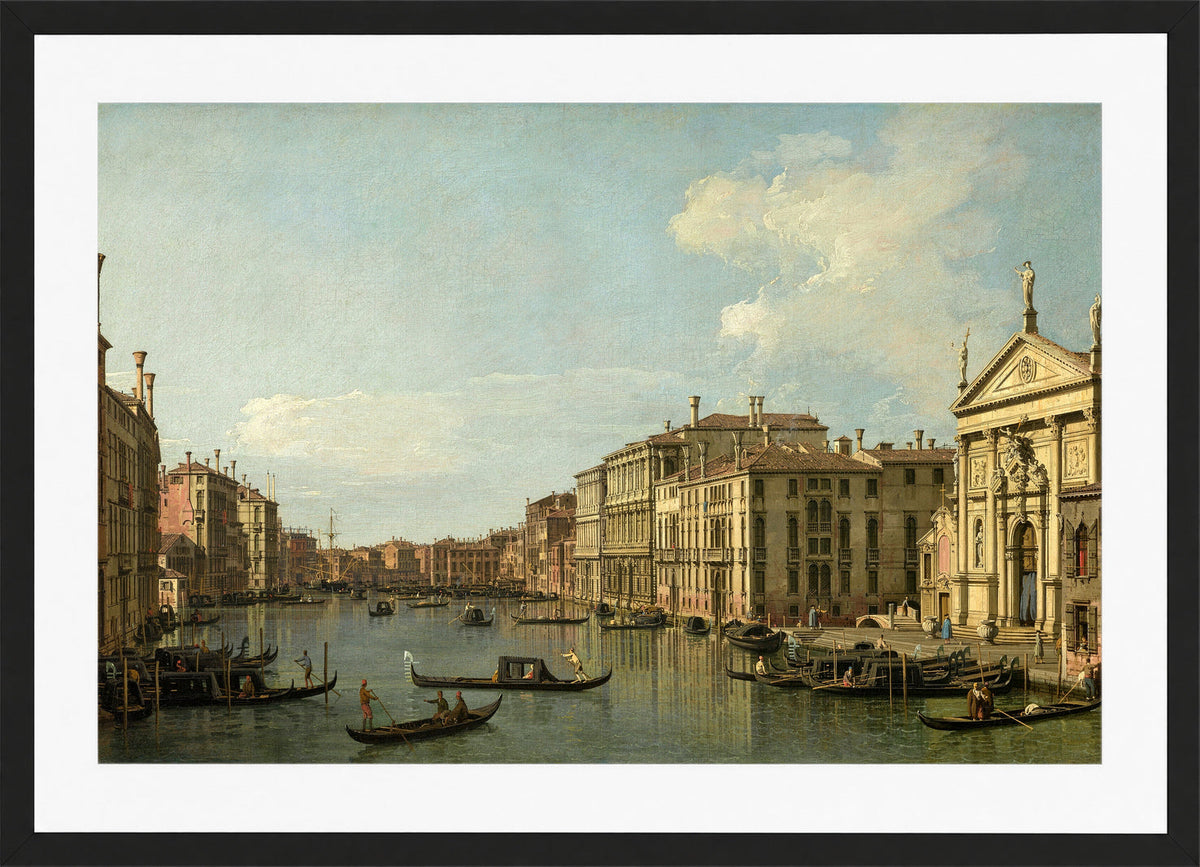 Canaletto Print, The Grand Canal, Venice, Looking South-East from San Stae to the Fabbriche Nuove di Rialto — black frame