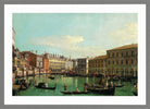 Canaletto Print, The Grand Canal, Venice, Looking South toward the Rialto Bridge (1730s) — light grey frame