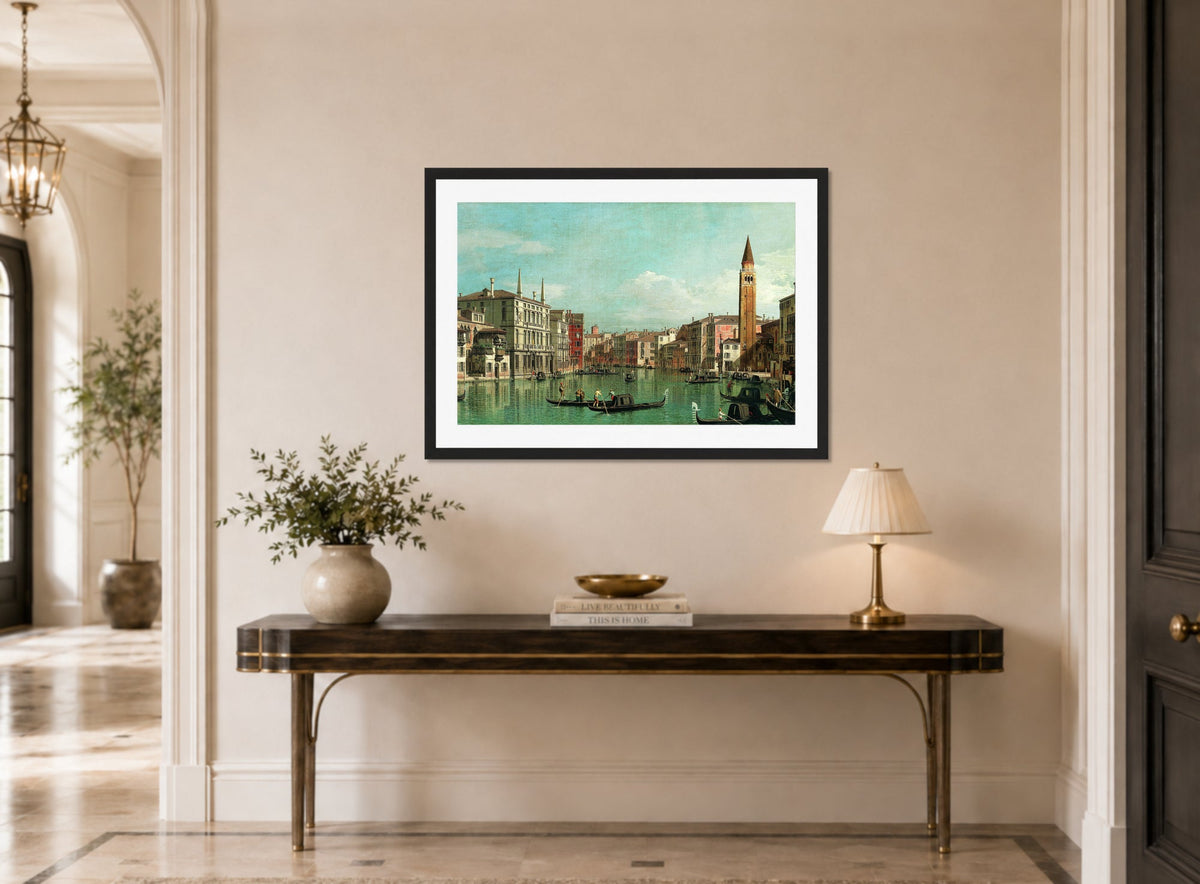 Canaletto Print, The Grand Canal, Venice, Looking Southeast, with the Campo della Carità to the Right (1730s) — hallway