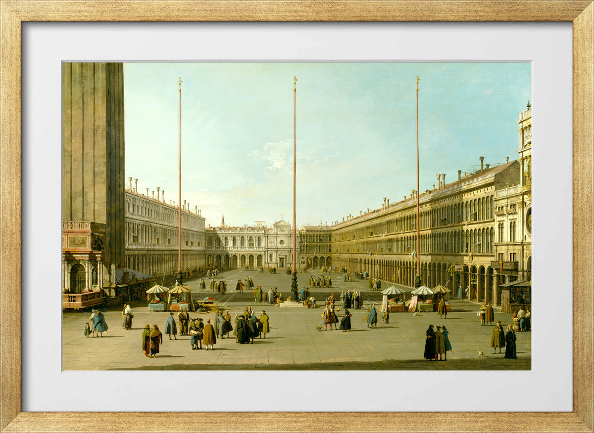 Canaletto Print, The Piazza San Marco — gold frame