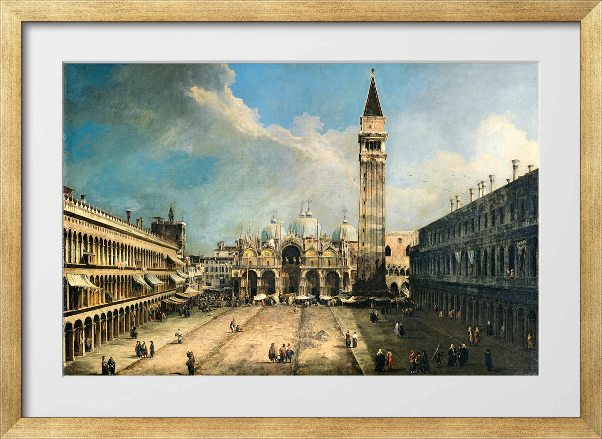 Canaletto Print, The Piazza San Marco in Venice (1723-1724) — gold frame
