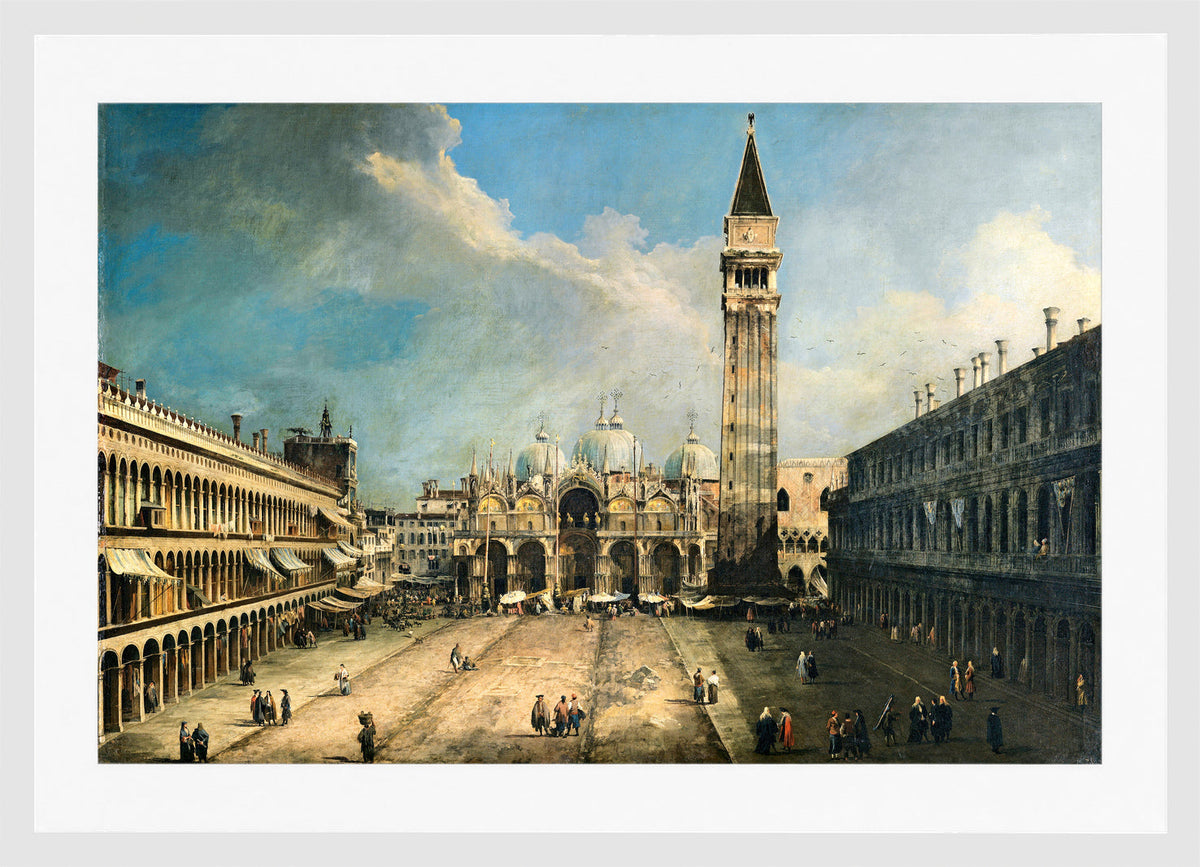 Canaletto Print, The Piazza San Marco in Venice (1723-1724) — white frame