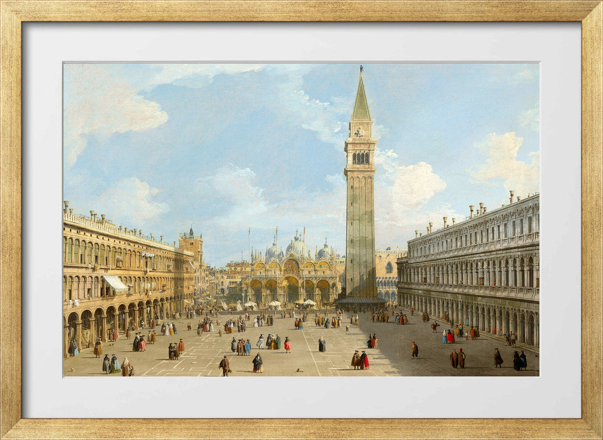 Canaletto Print, The Piazza San Marco, Venice, looking east towards the basilica — gold frame
