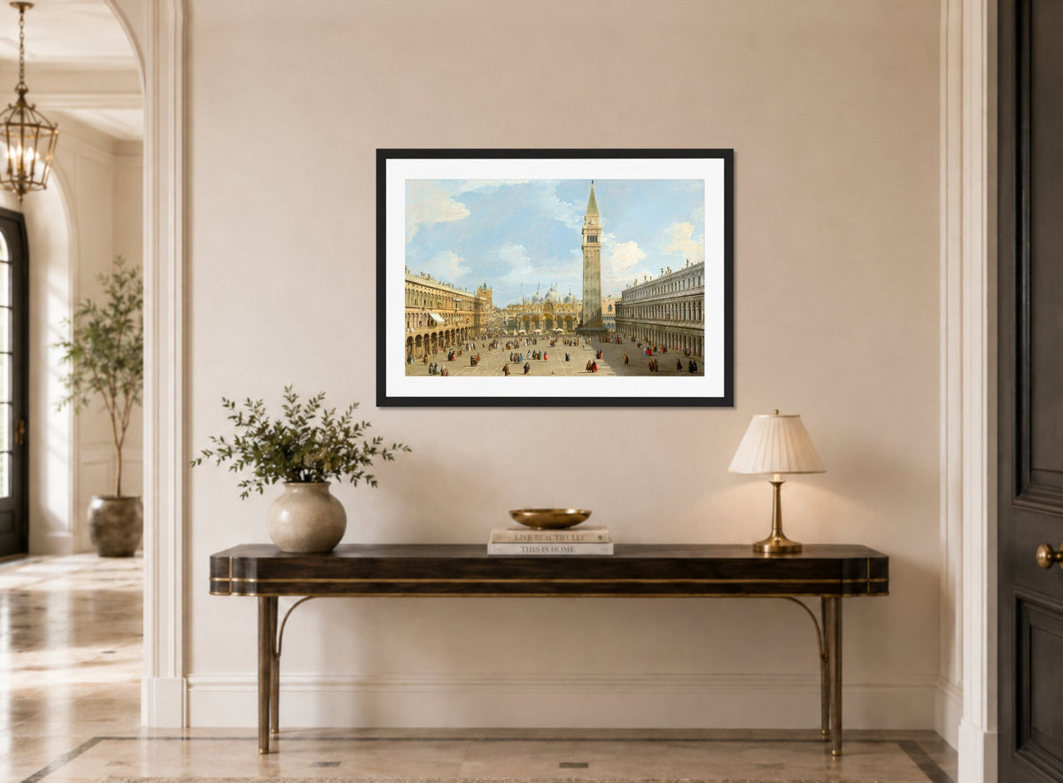 Canaletto Print, The Piazza San Marco, Venice, looking east towards the basilica — hallway