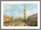 Canaletto Print, The Piazza San Marco, Venice, looking east towards the basilica — light grey frame