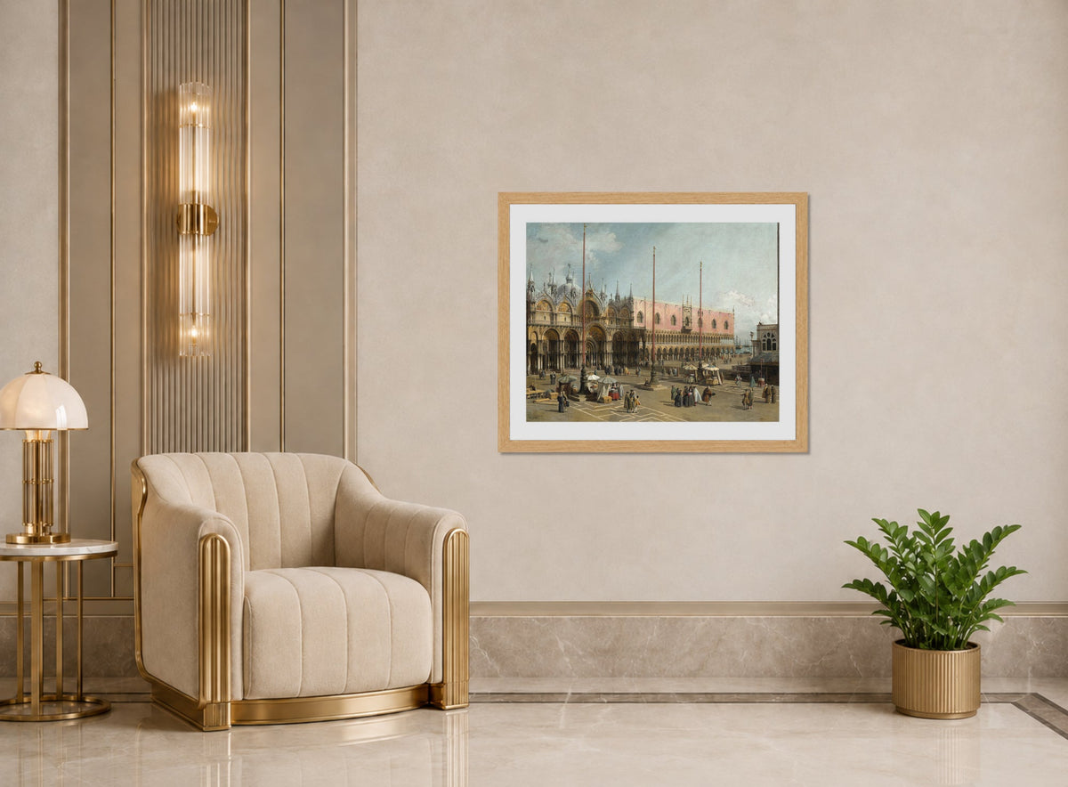 Canaletto Print, The Square of Saint Mark’s, Venice (1742-1744) — art deco roomset