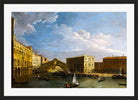 Canaletto Print, Venice, a view of the Grand Canal and the Rialto Bridge from the North — black frame