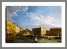Canaletto Print, Venice, a view of the Grand Canal and the Rialto Bridge from the North — light grey frame