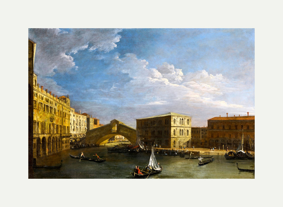 Canaletto Print, Venice, a view of the Grand Canal and the Rialto Bridge from the North — rolled canvas