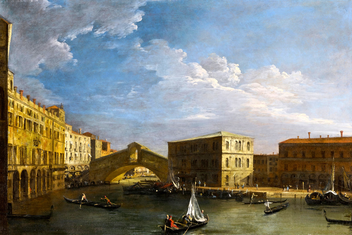 Canaletto Print, Venice, a view of the Grand Canal and the Rialto Bridge from the North — unframed