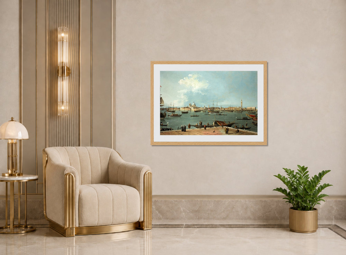 Canaletto Print, Venice, the Bacino di San Marco from San Giorgio Maggiore — art deco roomset