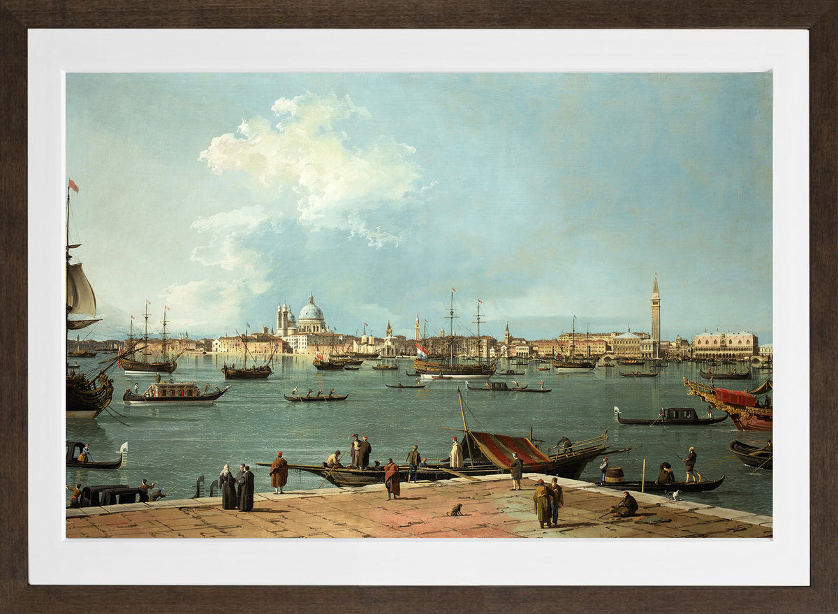 Canaletto Print, Venice, the Bacino di San Marco from San Giorgio Maggiore — brown frame