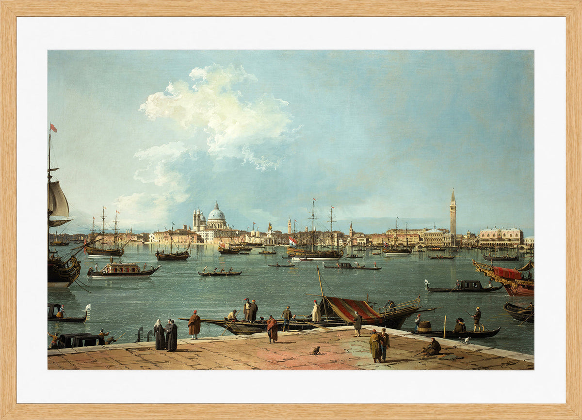 Canaletto Print, Venice, the Bacino di San Marco from San Giorgio Maggiore — oak frame