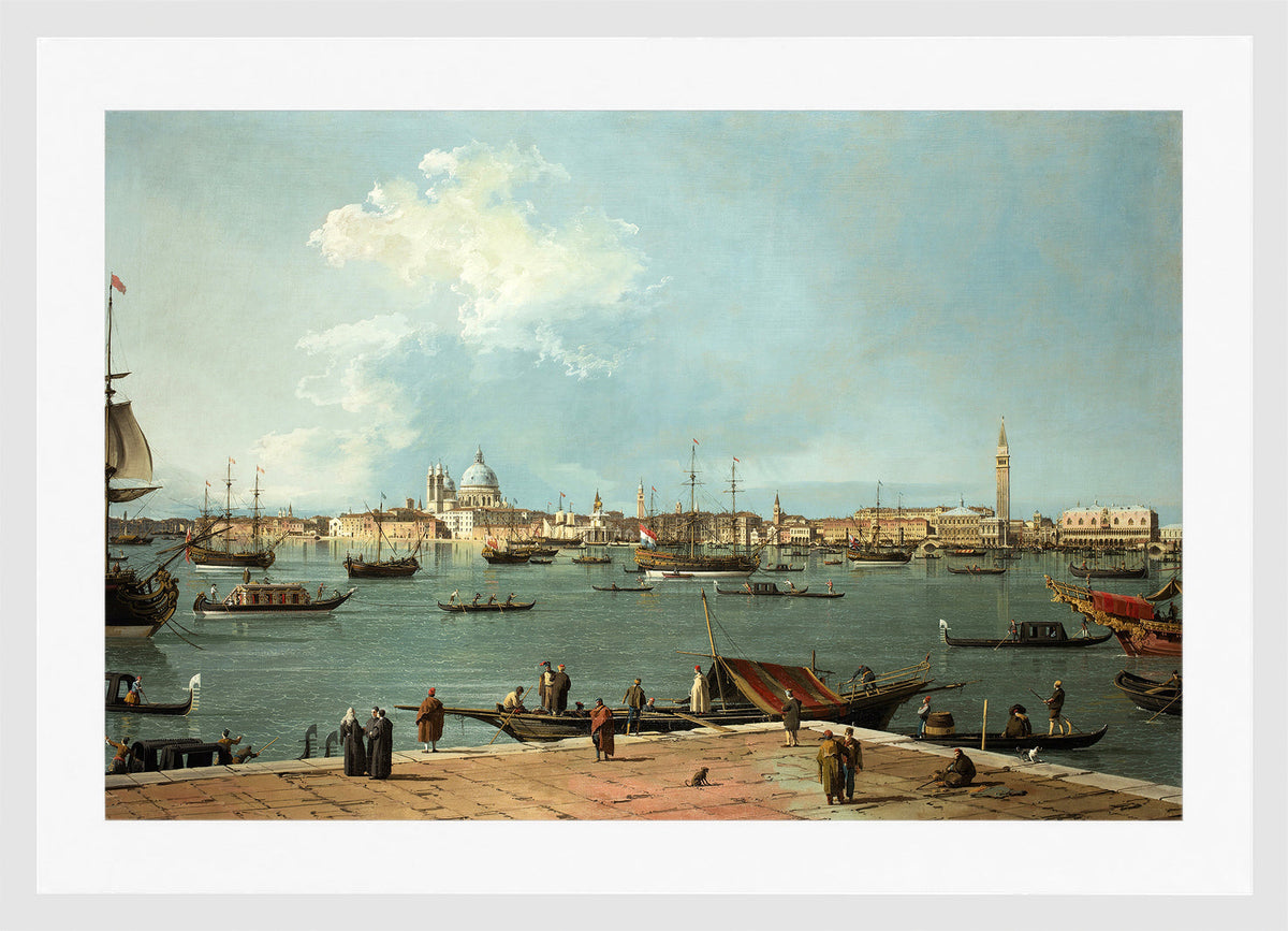 Canaletto Print, Venice, the Bacino di San Marco from San Giorgio Maggiore — white frame