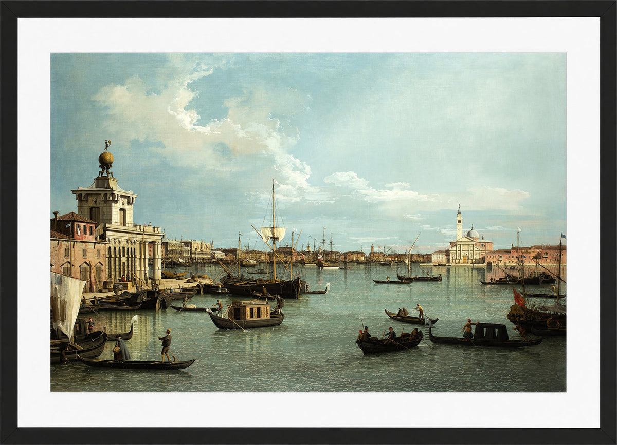 Canaletto Print, Venice, the Bacino di San Marco from the Canale della Giudecca — black frame