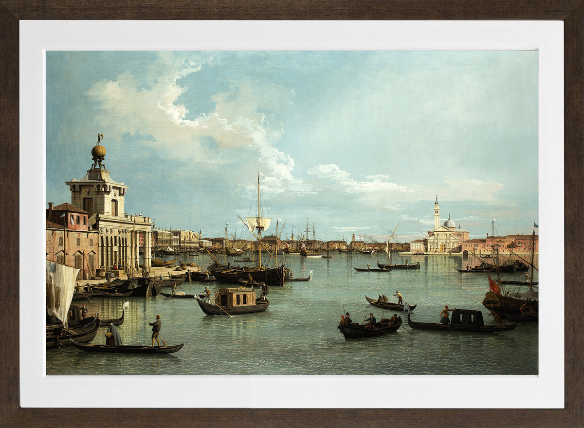Canaletto Print, Venice, the Bacino di San Marco from the Canale della Giudecca — brown frame