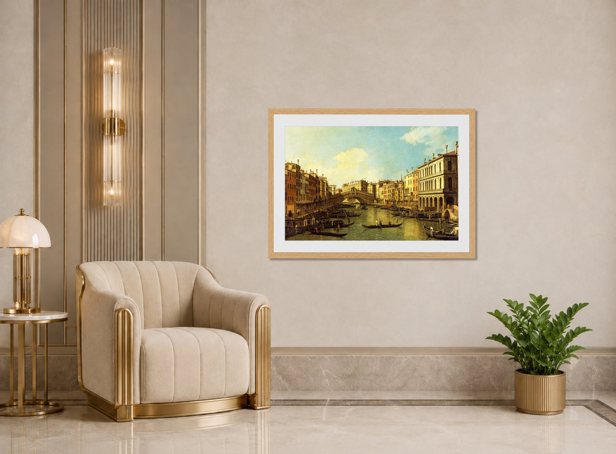 Canaletto Print, Venice, the Grand Canal from the Palazzo Dolfin-Manin to the Rialto Bridge — art deco roomset