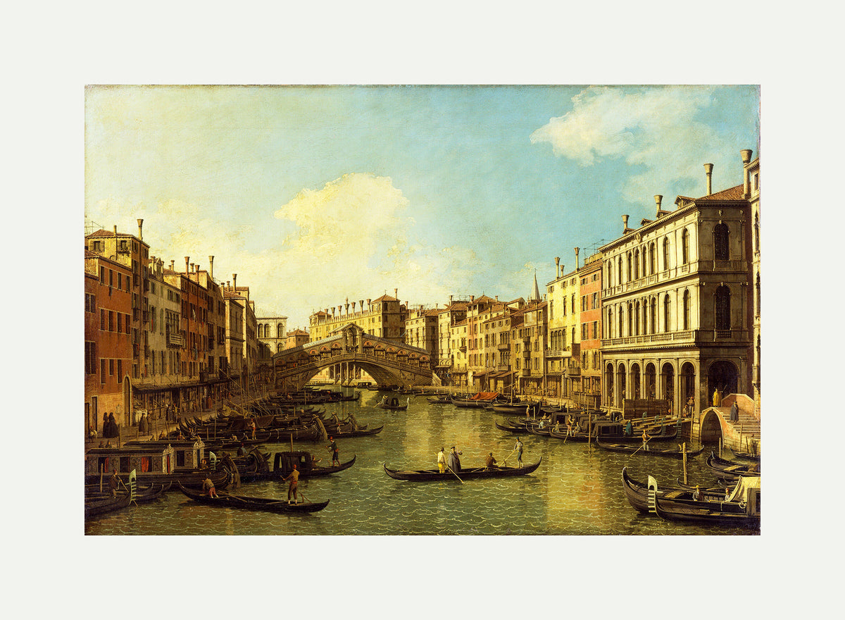Canaletto Print, Venice, the Grand Canal from the Palazzo Dolfin-Manin to the Rialto Bridge — rolled canvas
