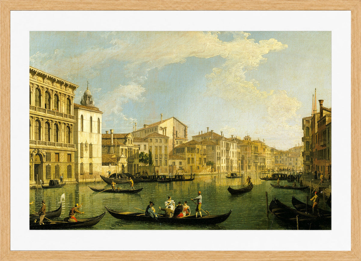 Canaletto Print, Venice, the Grand Canal from the Palazzo Flangini to San Marcuola — oak frame