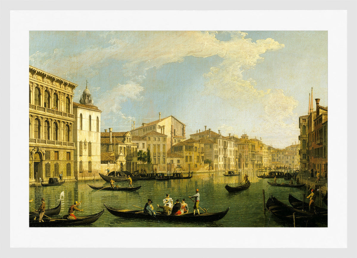 Canaletto Print, Venice, the Grand Canal from the Palazzo Flangini to San Marcuola — white frame