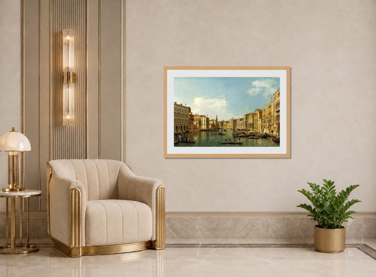 Canaletto Print, Venice, the Grand Canal from the Palazzo Foscari to the Carità — art deco roomset