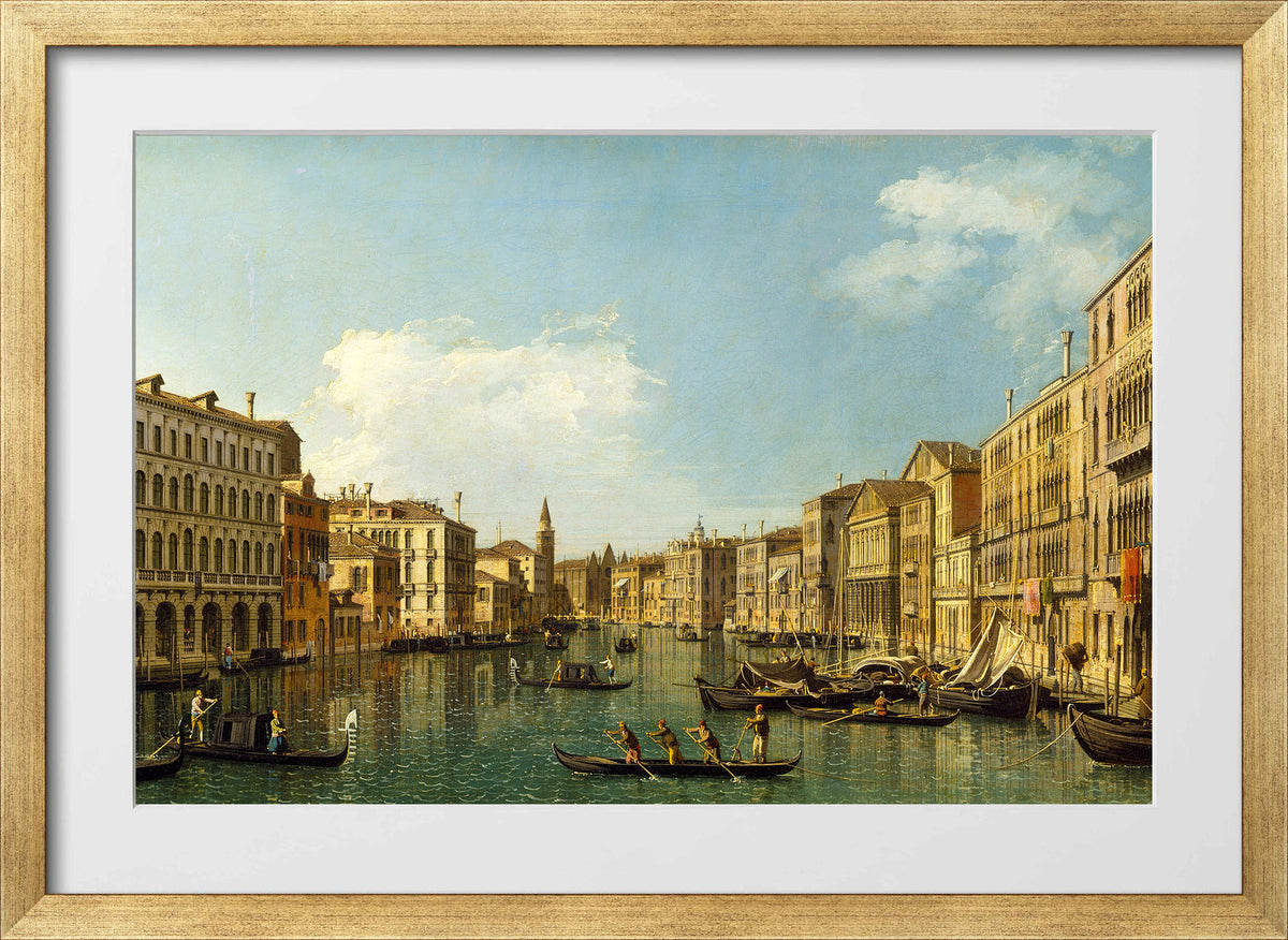 Canaletto Print, Venice, the Grand Canal from the Palazzo Foscari to the Carità — gold frame
