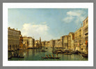 Canaletto Print, Venice, the Grand Canal from the Palazzo Foscari to the Carità — light grey frame