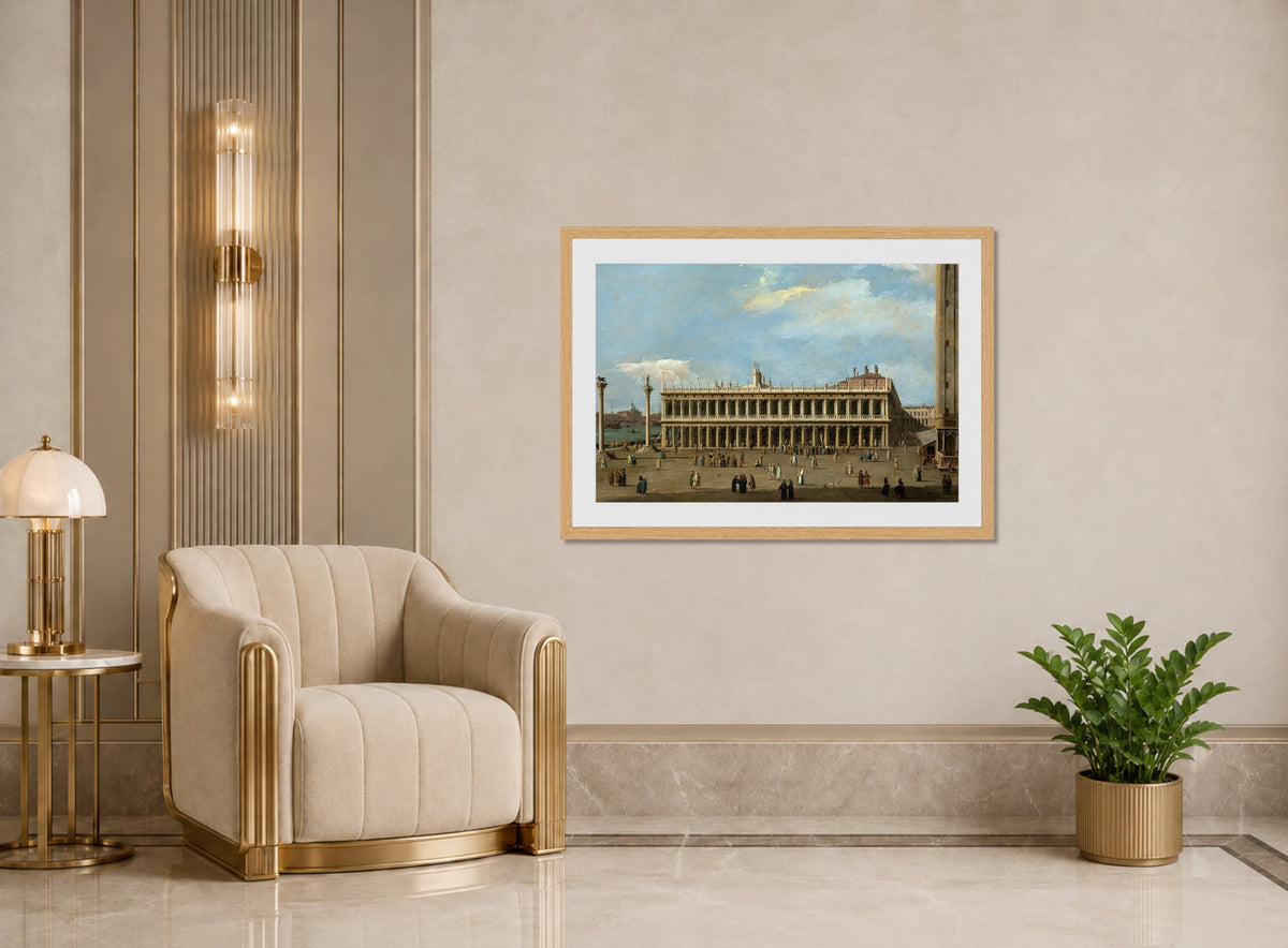 Canaletto Print, Venice, the Piazzetta, looking west, with the Libreria — art deco roomset
