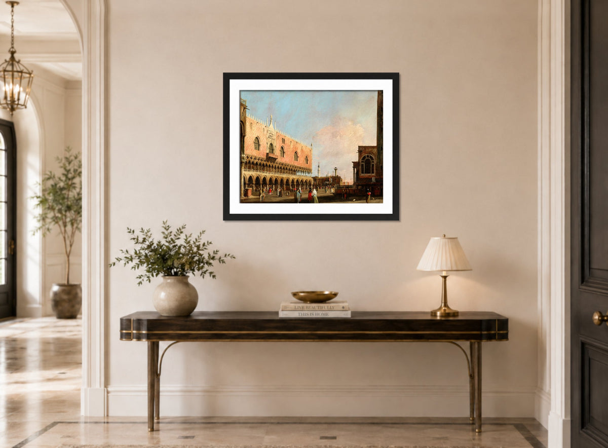 Canaletto Print, View of the Piazzetta San Marco Looking South (1735) — hallway